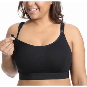 NEW! Gratlin Women's Plus Size Nursing Breastfeeding Sports Bra in Black, Sz 5XL